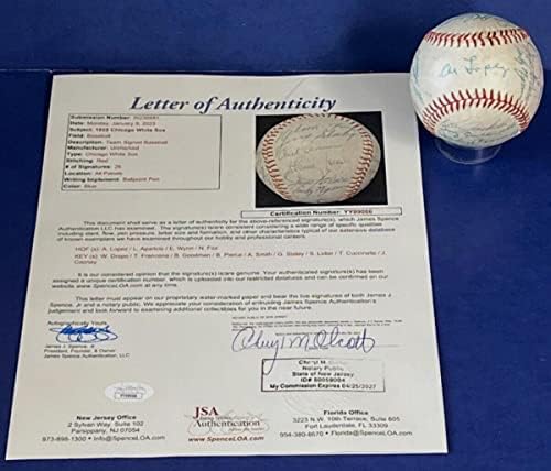 1958 Отборът на Чикаго Уайт Сокс Подписа бейзболен договор с Нели Фоксал Лопес 26 Auto JSA COA - Бейзболни топки с автографи