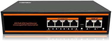 6-портов switch PoE (port PoE 4 *100 Mbps с + порт на възходящата връзка 2 * 100 Mbps), 78 W, 802.3 af / at, VLAN, Металик, без вентилатор, unmanaged, щепсела и да играе.