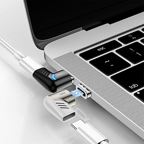 Магнитен USB адаптер C, (3 опаковки) Магнитен USB адаптер C, Бързо зареждане на PD мощност 120 W, скорост на трансфер 480 Mbps, Съвместим е с MacBook, USB Устройство C.
