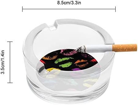 Цвят На Устните Щампи Стъклен Пепелник Кръг Цигара В Пепелника На Притежателя Калъф За Домашния Офис Вътрешна Декорация