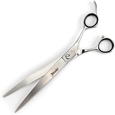 Ножици за подстригване на кучета MPP Geib Yoshi Директен Извита форма за лявата Или Дясната ръка на Домашни Любимци (8,5 инча - Извити Дясната Плоска дръжка)