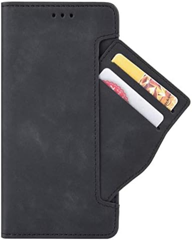 Калъф HualuBro LG Q92, Магнитна Защита на Цялото тяло, устойчив на удари Кожен Калъф-портфейл с панти капак и отделение за карти памет, Калъф за телефон LG Q92 5G (Черен)