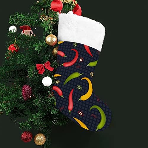 Цветни Вегетариански Персонализирани Коледни Чорапи с Чили, Домашна Коледна Елха, Висящи Украса За Камината