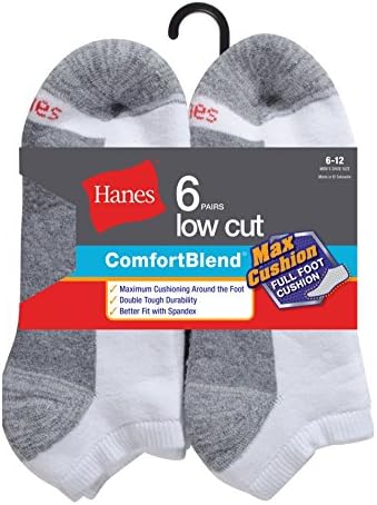 Чорап с дълбоко деколте върху възглавницата Hanes Men ' s ComfortBlend Max Cushion 6 в опаковка