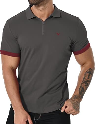 Мъжки ризи Поло KUYIGO с къс ръкав, Ежедневни Приталенная Тениска Поло Четвърт цип