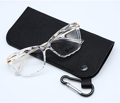 Дамски Очила Котешко око, Модни рамки за очила с кристали (Кристално чиста, 2.0)