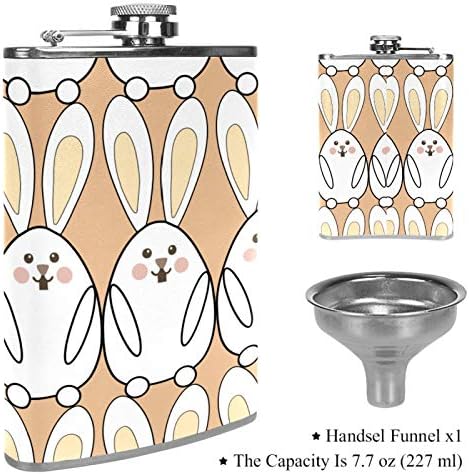 Фляжка за алкохол от неръждаема стомана, запечатани, с фуния, 7,7 грама, в кожени джоба, страхотна идея за подарък, фляжка с шарени мультяшного заек без костилка
