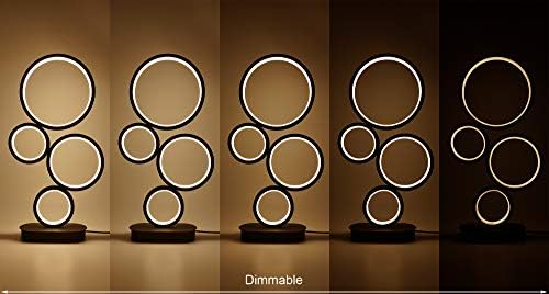 Светодиодна Настолна лампа SkyeyArc с регулируема яркост на 4 кръг, Модерна Кръгла Лампа, Уникален Дизайн и Модерно Осветление, Регулируем по цвета на Подсветката, 12 W, Черен