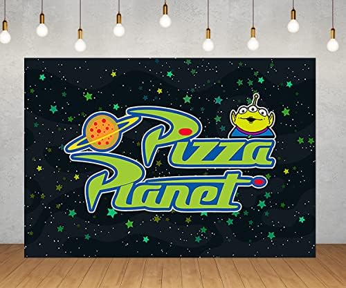 Зелен Фон на Планетата Пица за Украса на Парти по случай рождения Ден на Outspace Toy Story Банер за Детската Душа Вечерни Аксесоари 5x3ft