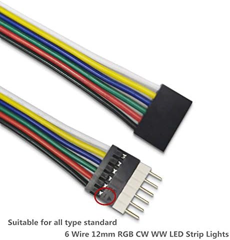 6-пинов led удължител GIDERWEL за led лента Plus V3 и всички стандартни 6-пинови полосовых тела RGBWW RGBCCT, 6-пинов конектор за led лента 12 мм Беспаянный конектор за свързване на led (3,3 фута, 2 опаковки)