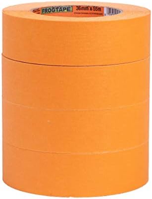 Малярная лента FrogTape Pro Grade оранжев цвят за вътрешни и външни работи, ролка 1,41 инча х 60 ярда, 4 опаковки