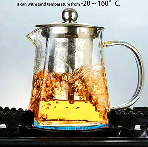 чайник от прозрачно стъкло с приготвяне на чай, Чайник с Ситечками за чай, Чайник borosilicate стъкло с заварками за хлабав чай, Огнеупорни Кана с ронлива листа, Могат да се мият в миялна машина печка (750 мл / 25 грама)
