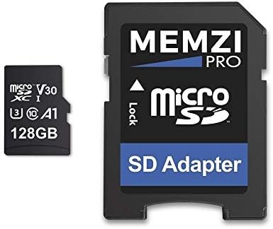 Карта памет MEMZI PRO 128 GB Micro SDXC за видеорегистраторов Akaso V300, V1, Trace 1, DL9, DL7 - Клас а-висока скорост 10 UHS-I U3 100 MB/s Четене на 90 MB/s Запис на V30 4K Запис с SD адаптер