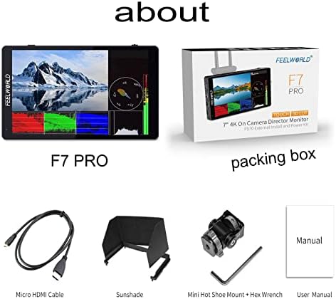 FEELWORLD F7 PRO 7 3D LUT Сензорен Екран DSLR Камера Поле Директор Монитор ac F970 Външно захранване и инсталационен комплект 4K 60Hz Вход HDMI Мини Изход Гореща Обувка