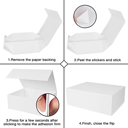 Голяма бяла Сгъваема Подарък кутия Aimyoo с магнитни заключващи се капаци 13,8x9x4,3 инча, Кутии за предложения за шаферките и Шаферите, Правоъгълна Подарък кутия за съхранение на Абитуриентски бал, рожден Ден (1 опаковка)