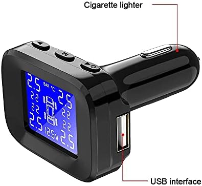 ygqzm Система за контрол на налягането в гумите Сензор за налягане в гумите Автомобилни Автоматични охранителни Алармени Системи Запалката USB Порт (Цвят: Външен сенз?