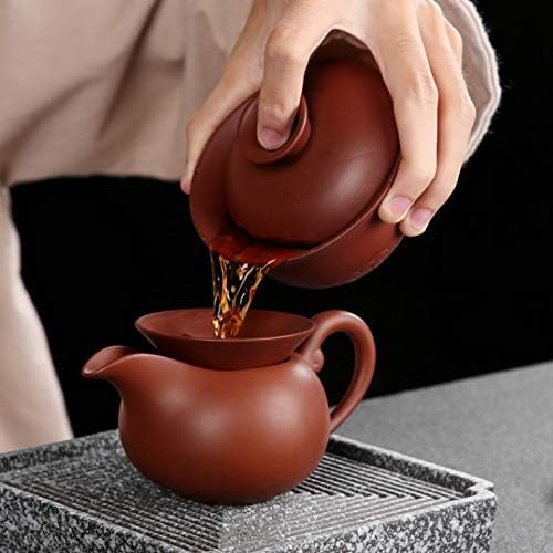 TWDYC Чай Набор от Кунг-фу, Чайник, Ръчна изработка, Лилаво Глинен Чайник, Комплект Чаши, Керамични Подарък За Китайската Чаена Церемония Zisha
