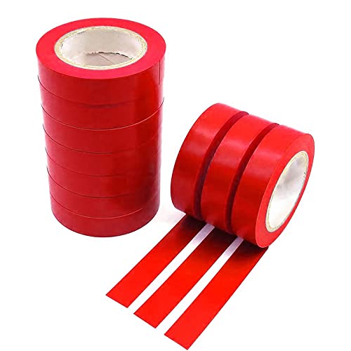 Червена электроизоляционная лента PVC, Ширина 3/4 инча, Дължина 33 метра, 10 реда, Външна и Вътрешна висока температура Пожароустойчива Електрически Лента, Пълна дължина 100 метра